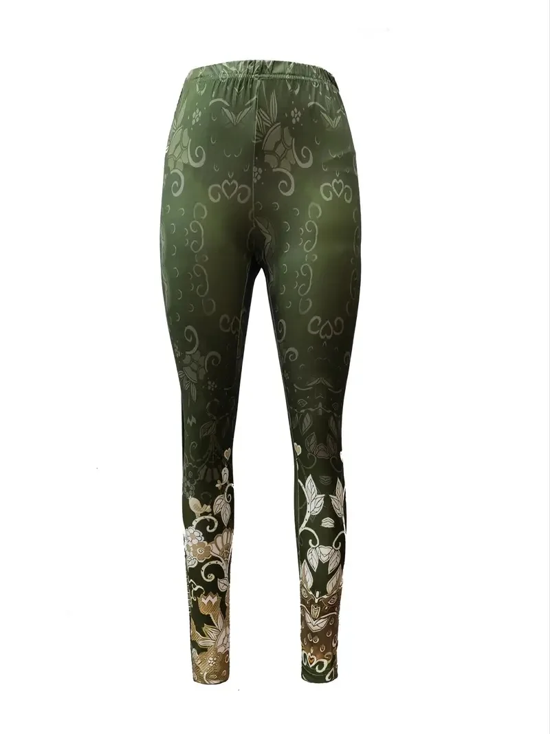 Full-body printed stretch comfortable casual slim-fit hip lift sports leggings for women