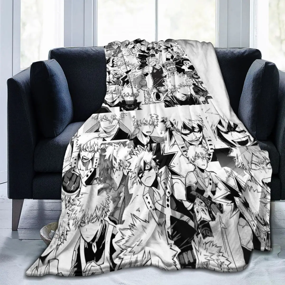 Katsuki Bakugo Blanket Flannel Decoration My Hero Academia Boku No Hero Academia Portable Throw Blanket for Home Couch Bedspread