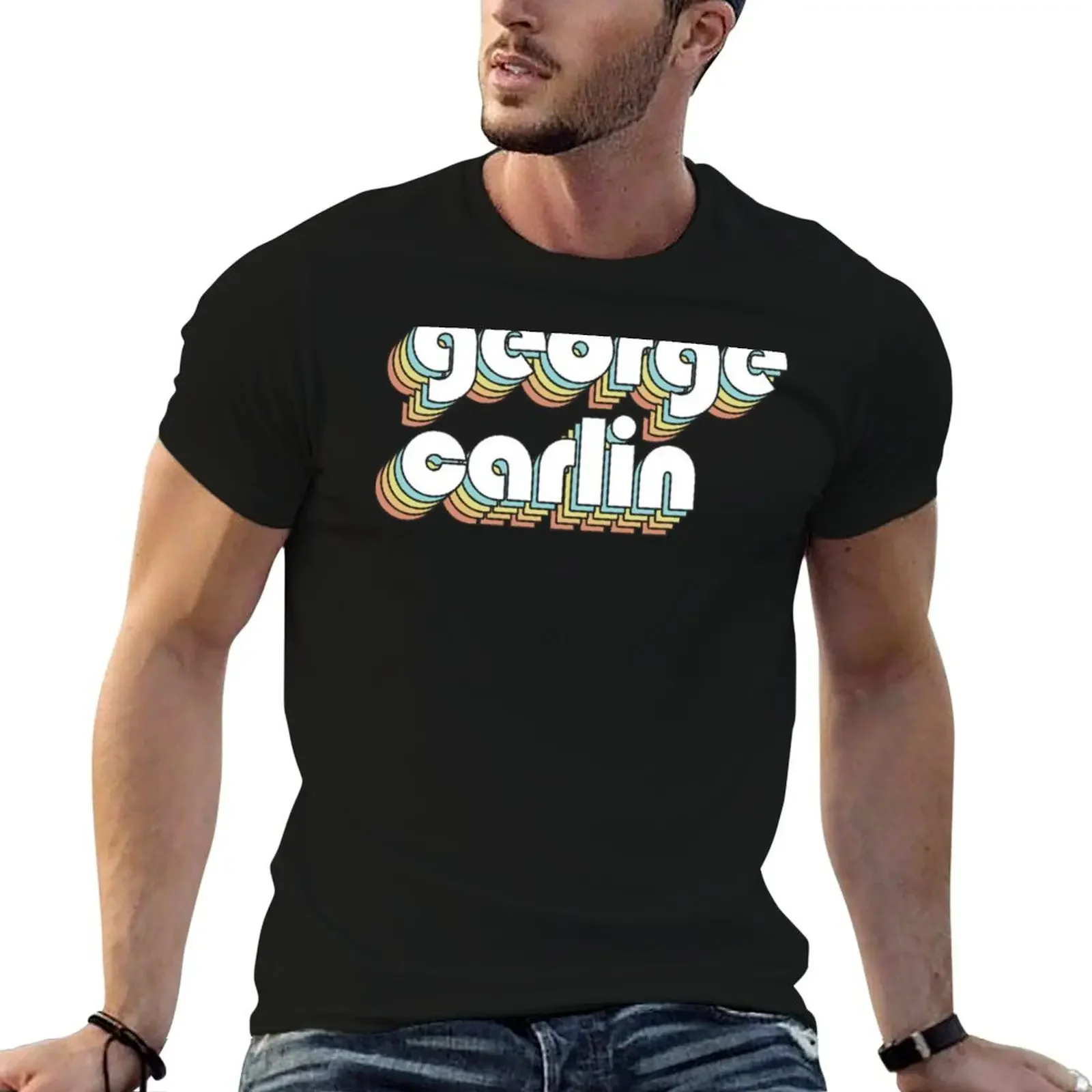 man george carlin T-Shirt man t shirt kawaii clothes blacks new edition mens graphic t-shirts pack