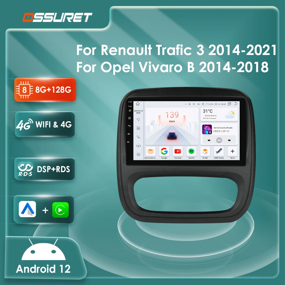 

7862 8-ядерный Android Авторадио Carplay для Opel Vivaro B 2014-2021 Renault Trafic 3 мультимедийный видеоплеер 2din GPS Навигация стерео