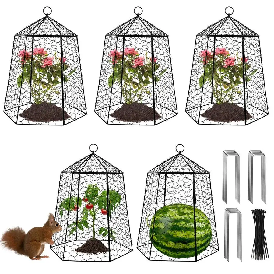 

13 больших защитных каркасов для растений, 5 шт. металлических колпаков из сетки для защиты растений, металлические защитные ограждения для садовых растений, для защиты фруктов и рассады