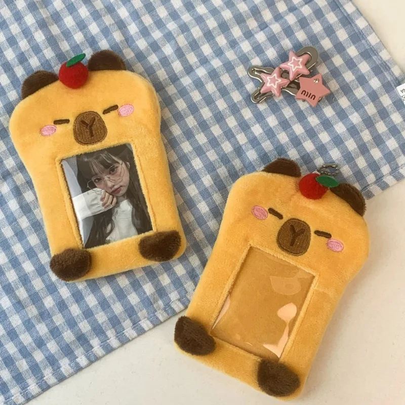 

Capybara Transparent Card Holders Cartoon Anime Plush Keychains Photo Cars Bag ID Photo Storage Protective Covers Wallets Gift