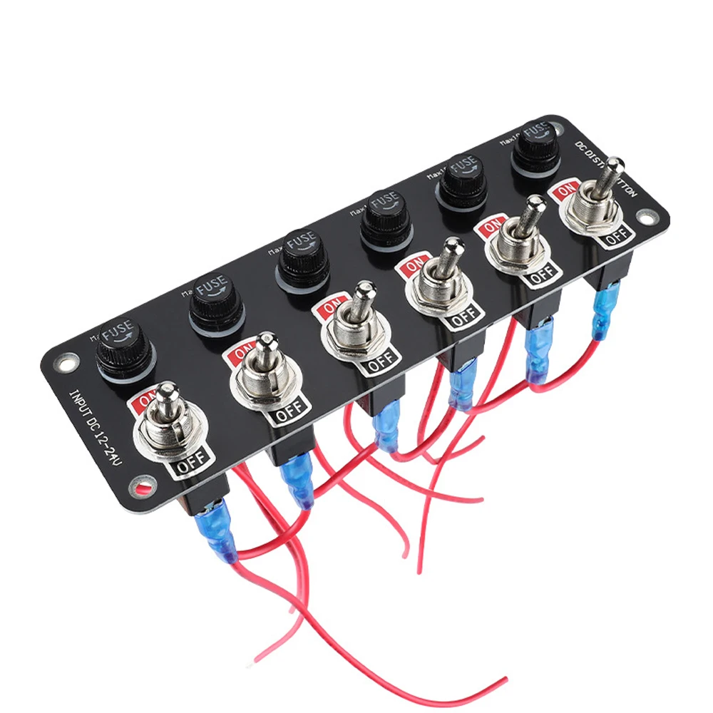 

Marine Toggle Switch Panel 6 Gang Boat Electrical Panel Waterproof ON/OFF Rocker Switch with 10A Fuses for 12-24V Car Marine