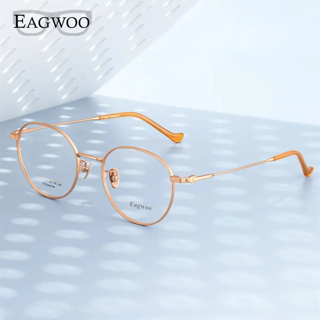 Pure Titanium Eyeglasses Round Full Rim Optical Frame Prescription Spectacle Multi Color Glasses For Women Vintage 21189