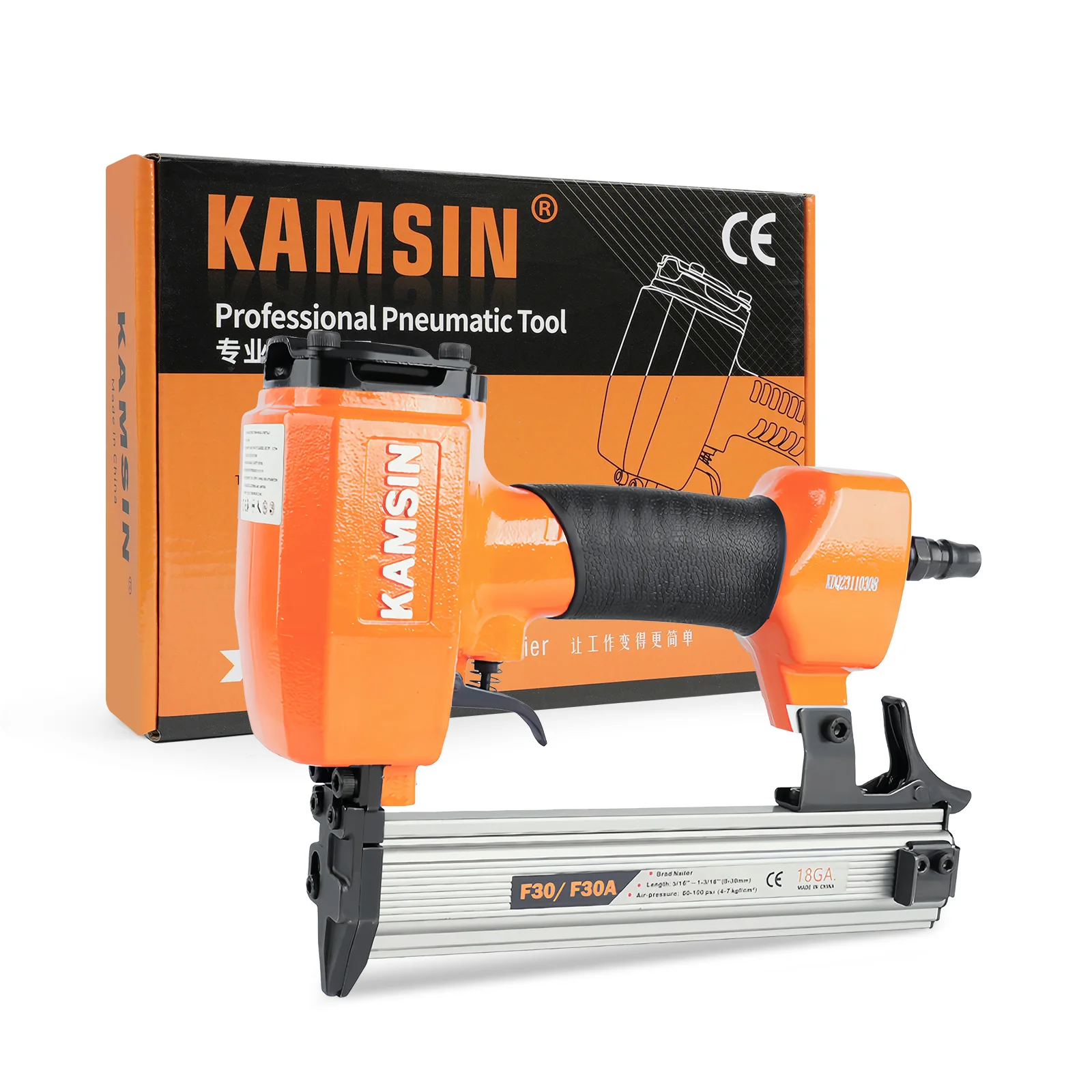 KAMSIN F30A 18 Gague Air Nailer Gun Straight Nail Gun Pneumatic Nailing Stapler Furniture Wire Stapler ,Fits 10-30mm Nails,