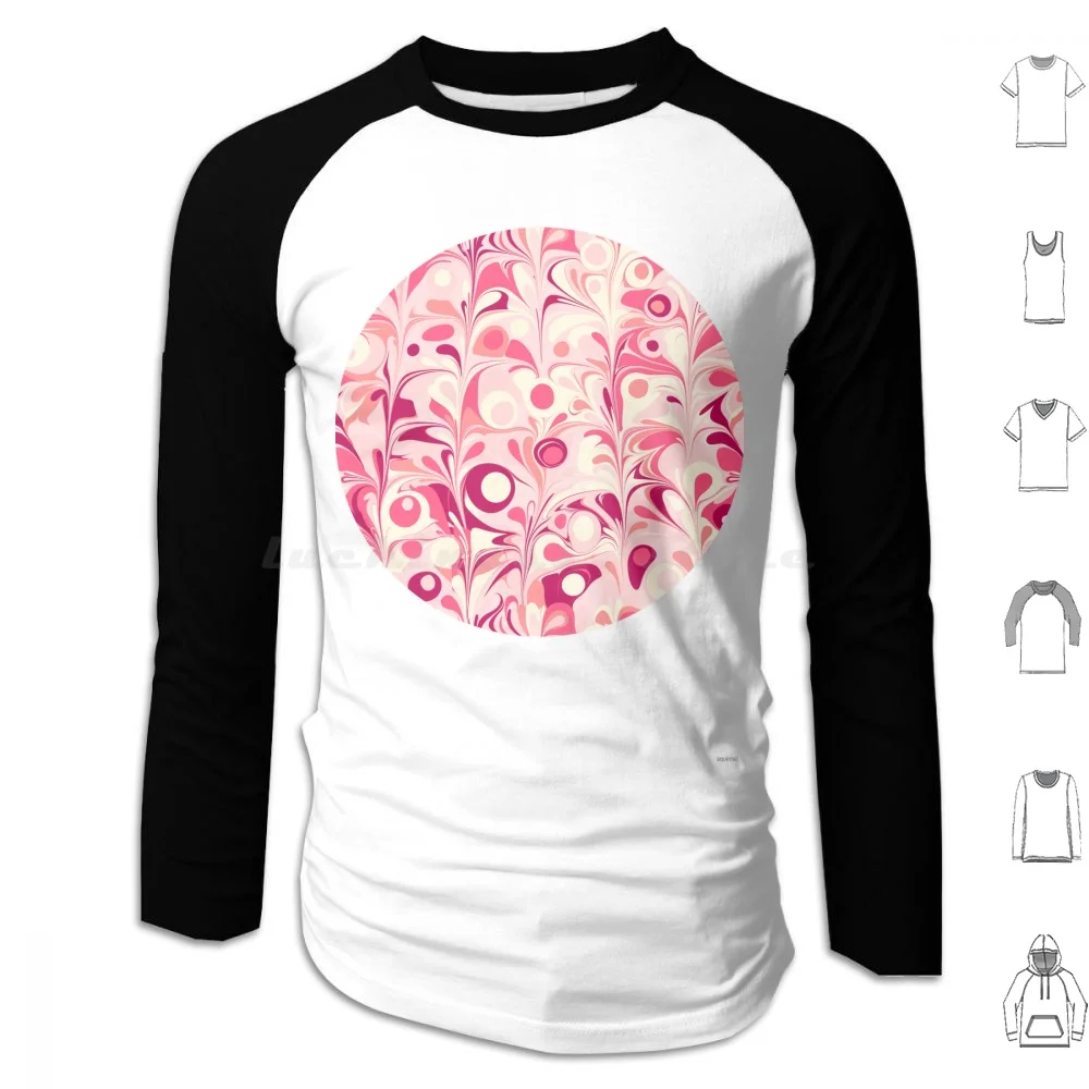 Organic Pink Fruity Fling Abstract Hoodies Long Sleeve Mid Century Modern Retro Organic Pink Geometric Abstract Flow