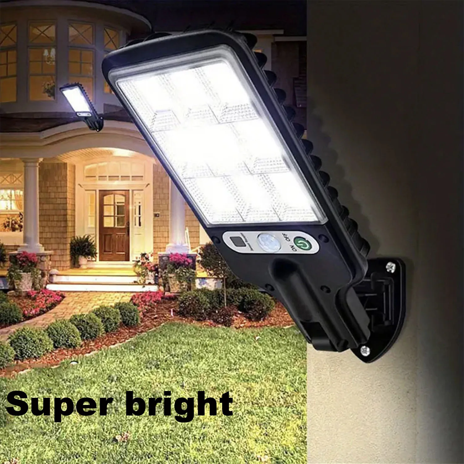 Imagem -03 - Solar Powered Rotatable Lâmpada de Parede Exterior Pátio Estrada Led Três Modos Switching Human Sensing Impermeável Street Lamp