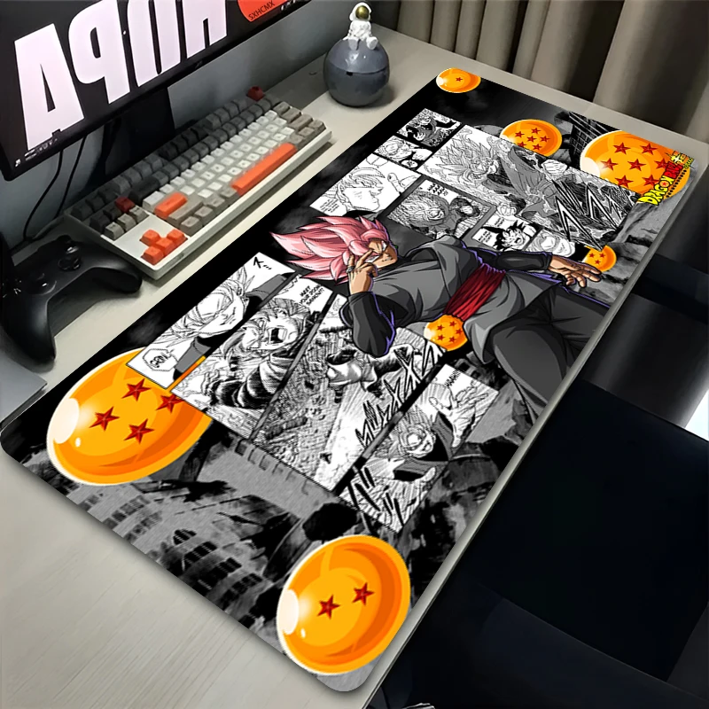 Alfombrilla de Ratón Gamer, Accesorios de Computadora, DBZ, Alfombrilla de Teclado de Manga en Blanco y Negro, Alfombrilla de Ratón para Juegos de Anime Dragon Ball Goku Black