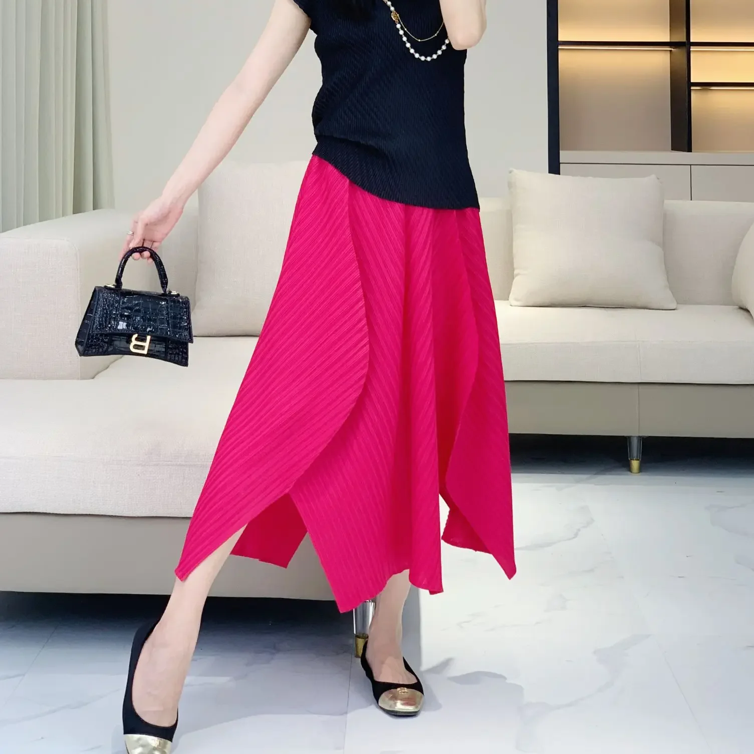 

Pleats Multi-piece Pleated Bustier Female 2024 Spring Summer Irregular Medium-length Skirt A-type Bud Skirt Fairy Temperament