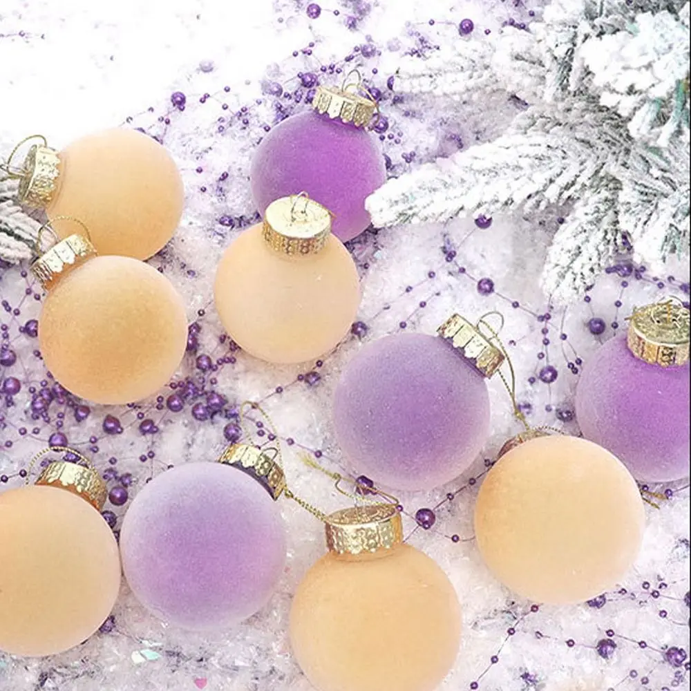 12 Uds. De bolas de Navidad flocadas de 6cm, adorno para Festival, colgante de bola de Navidad para mascotas, decoración colgante redonda reutilizable para árbol de Navidad
