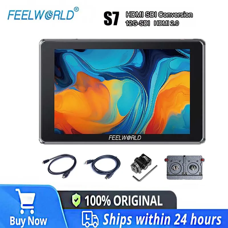 

FEELWORLD S7 7-дюймовый 12G-SDI HDMI-совместимый полевой монитор камеры 4K HDMI 1920x1200, высокая яркость, 1600nit, сенсорный экран