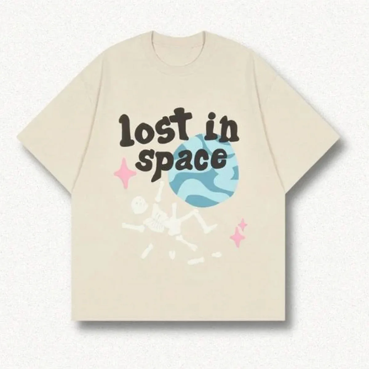 

Лето 2025 г., новый стиль, ретро-мультяшный скелет, потерянная в космосе футболка для мужчин и женщин, спортивная повседневная дышащая хлопковая модная одежда Y2K Vibe