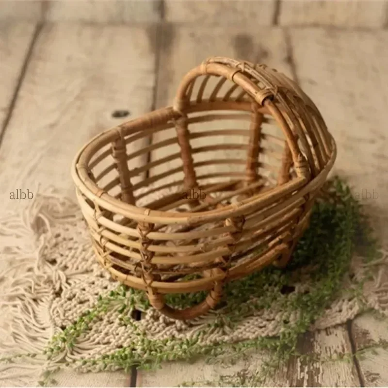 Newborn Infant Photography Props Retro Rattan Crib 1pc Baby Pillow Studio Portrait Photo Shoots Accessories Kids Growth Souvenir view 5