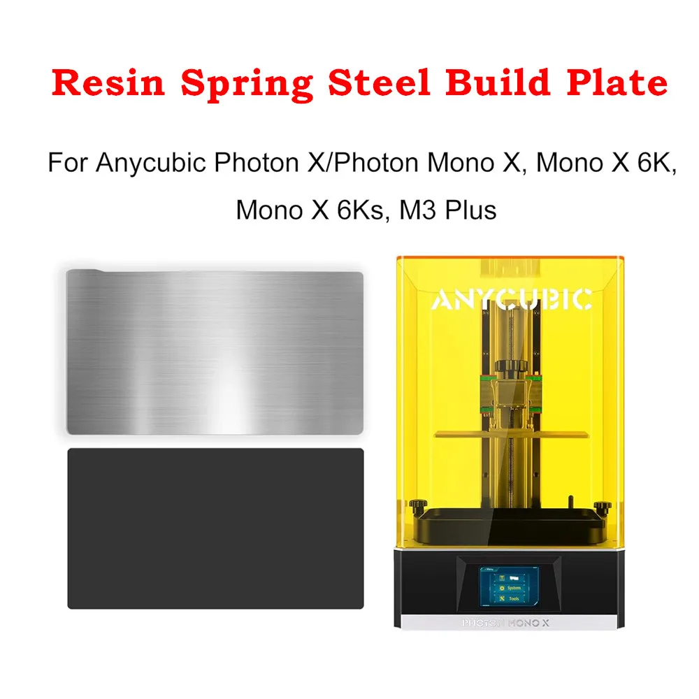 

Resin 3D Printer Flex Spring Steel Building Plate for Anycubic Photon X/Photon Mono X, Mono X 6K, Mono X 6KS, M3 Plus 202x128mm