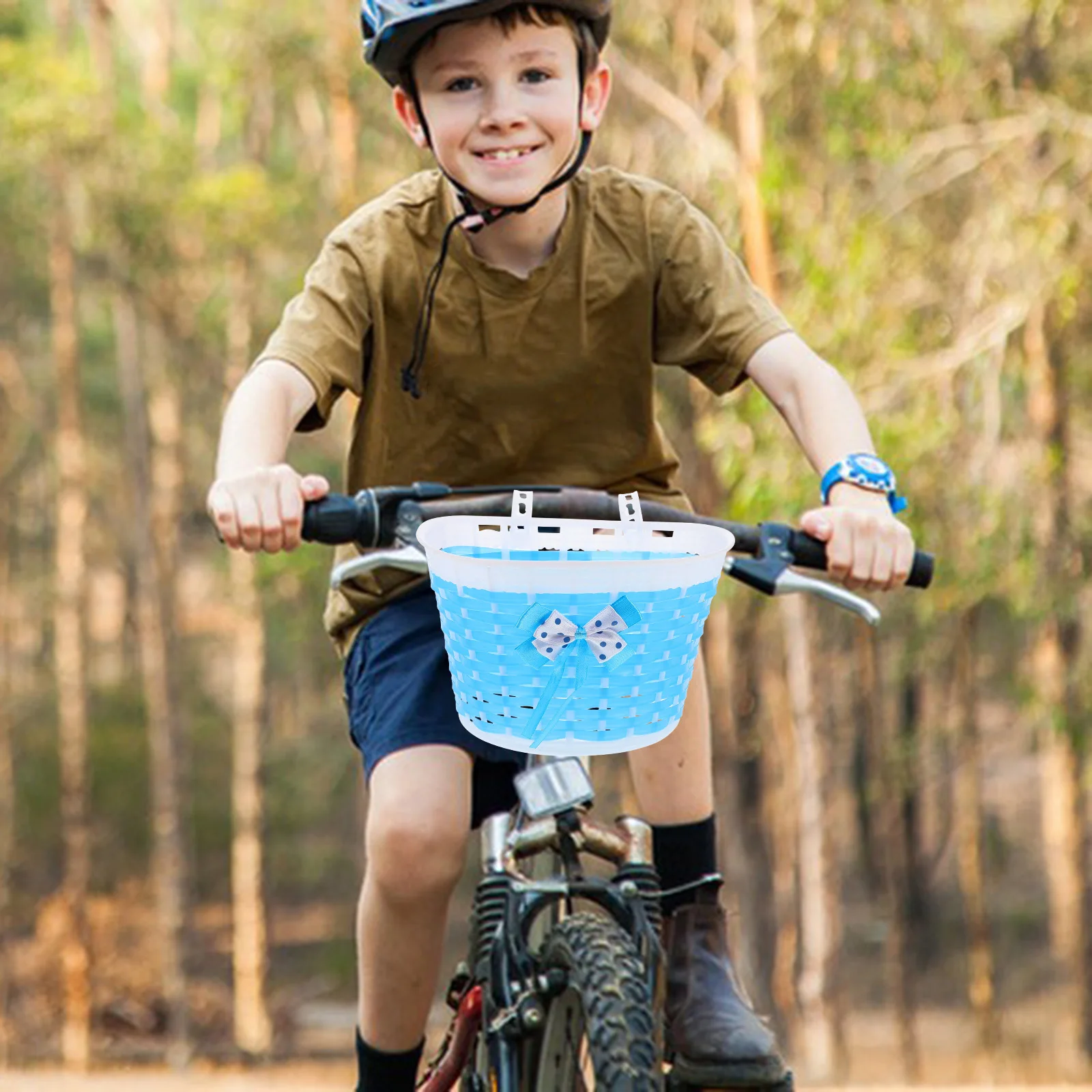 Bike Basket Front Woven Bicycle Storage Basket For Kids Girls Boys Electric Bike Scooter Rattan Multifunctional Durable Spacious