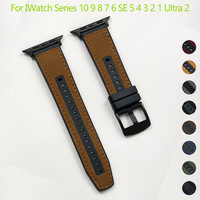 Silicone+Leather Strap for Apple Watch Band 10 42mm 46mm For IWatch Series 10 9 8 7 6 5 4 SE 45mm 40 44mm Ultra 2 49mm Bracelet