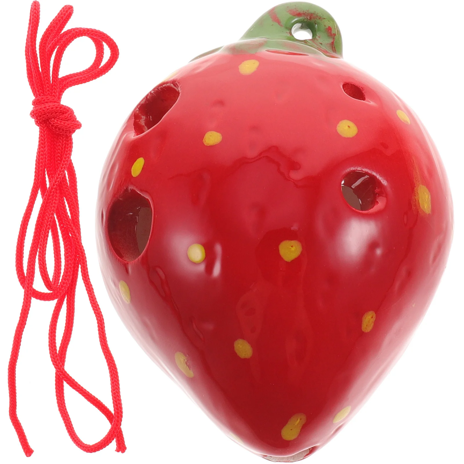 

1 Set 6 Hole Fruit Ocarina Clay Pan Flute Cartoon Strawberry Ceramic Musical Instrument for Kids Toys Triangle Wind Instrument