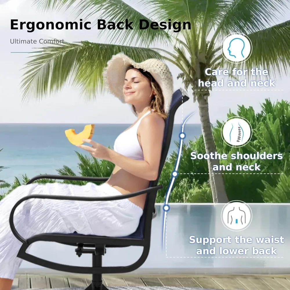 Set di 6 tavoli e sedie da patio, set da pranzo per esterni per 6 persone con tavolo in metallo e sedie girevoli, set di mobili da giardino per esterni da 7 pezzi