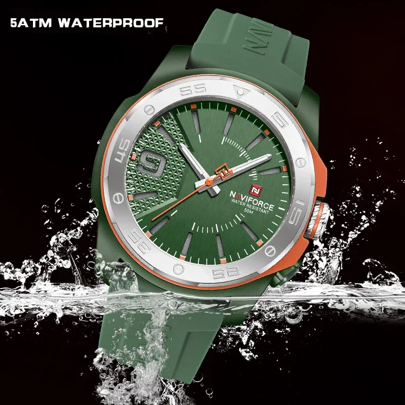 NAVIFORCE NF7112 Simple mode hommes montres Quartz affichage lumineux sport étanche bracelet en Silicone montre-bracelet