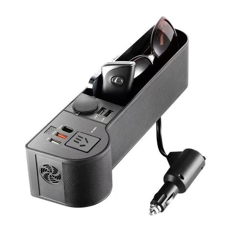 Car inverter slot storage box inverter 12v to 220v power converter mobile phone fast charging charger