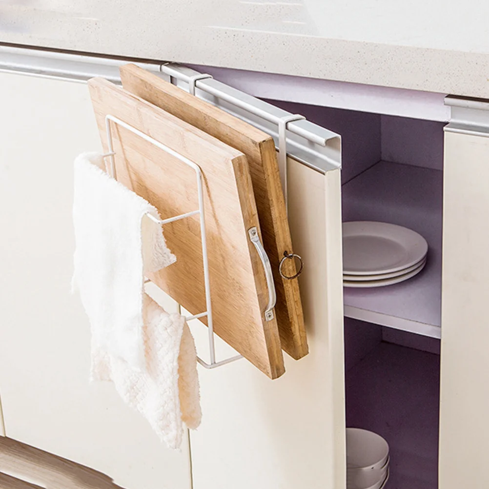 

Wall Mount Chopping Board Holder Heavy Duty Iron Rack Kitchen Bathroom Storage Organizer Double Layer Hanging Shelf