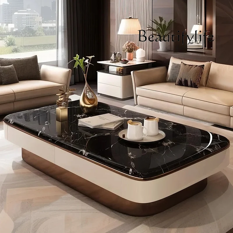 

Microcrystalline stone coffee table living room light luxury high-end tea table high-end villa coffee table household