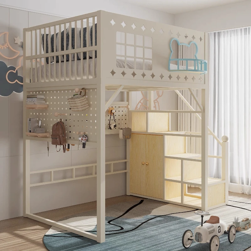 Duplex wrought iron high bed loft bunk  high and low suspended