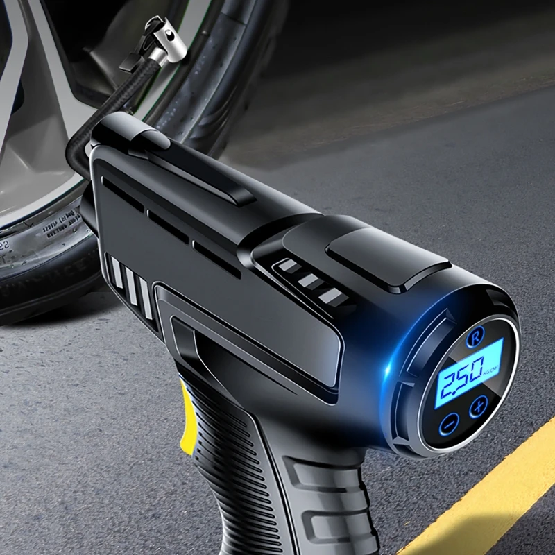 120W LED Car Bicycle Air pump Rechargeable Air Compressor Wire Inflatable Portable Digital Car Automatic Tire Inflator Equipment