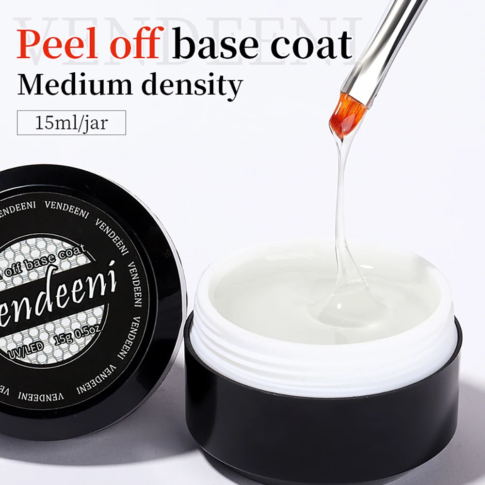 Vendeeni 15ml Easy Peel Off Base Coat เจลเล็บปกป้องเล็บเจลน้ําเคลือบเงาไม่จําเป็นต้อง Remover UV LED Soak Off เจล Lacquer
