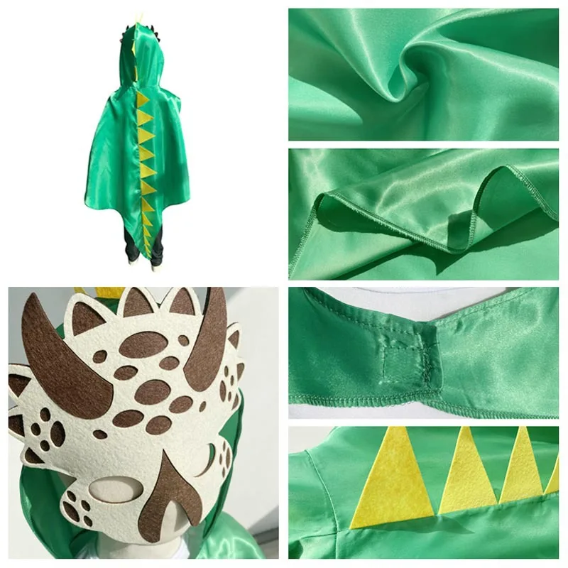 Kids Dinosaur Costume Cloak for Boys Girls Toothless Dragon Performance Clothes Halloween Dinosaur Mask+Cloak Cosplay Outfits image 4
