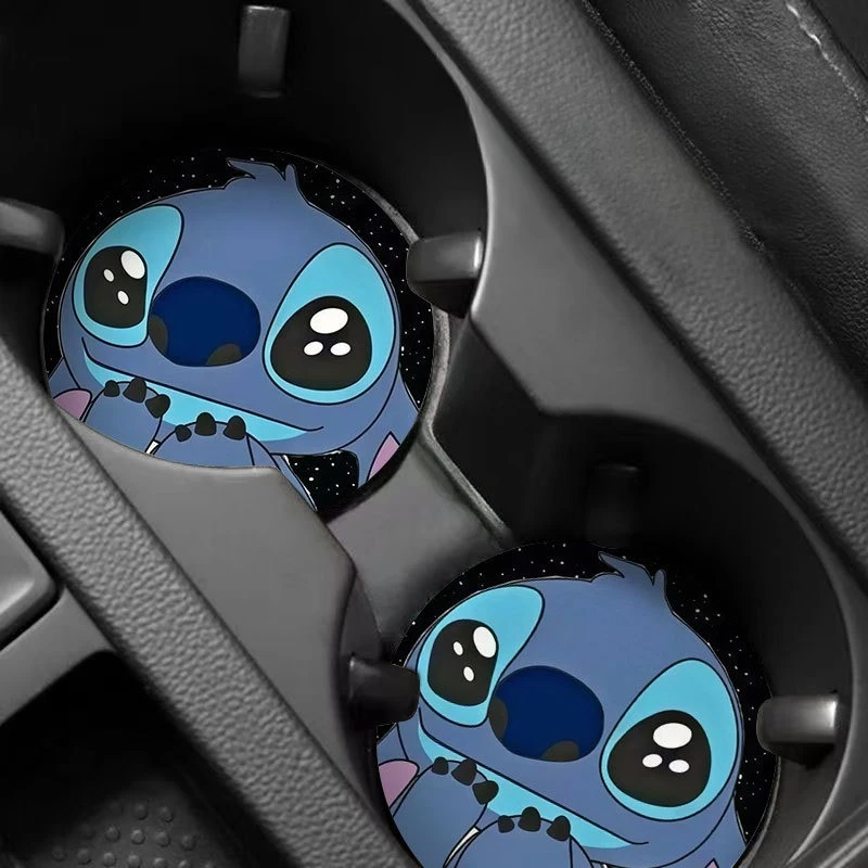 2pcs Disney Stitch Coasters, Aesthetic And Durable Coasters, Home Tea Cup Protection Pads, Household Items，Anime Merchandise