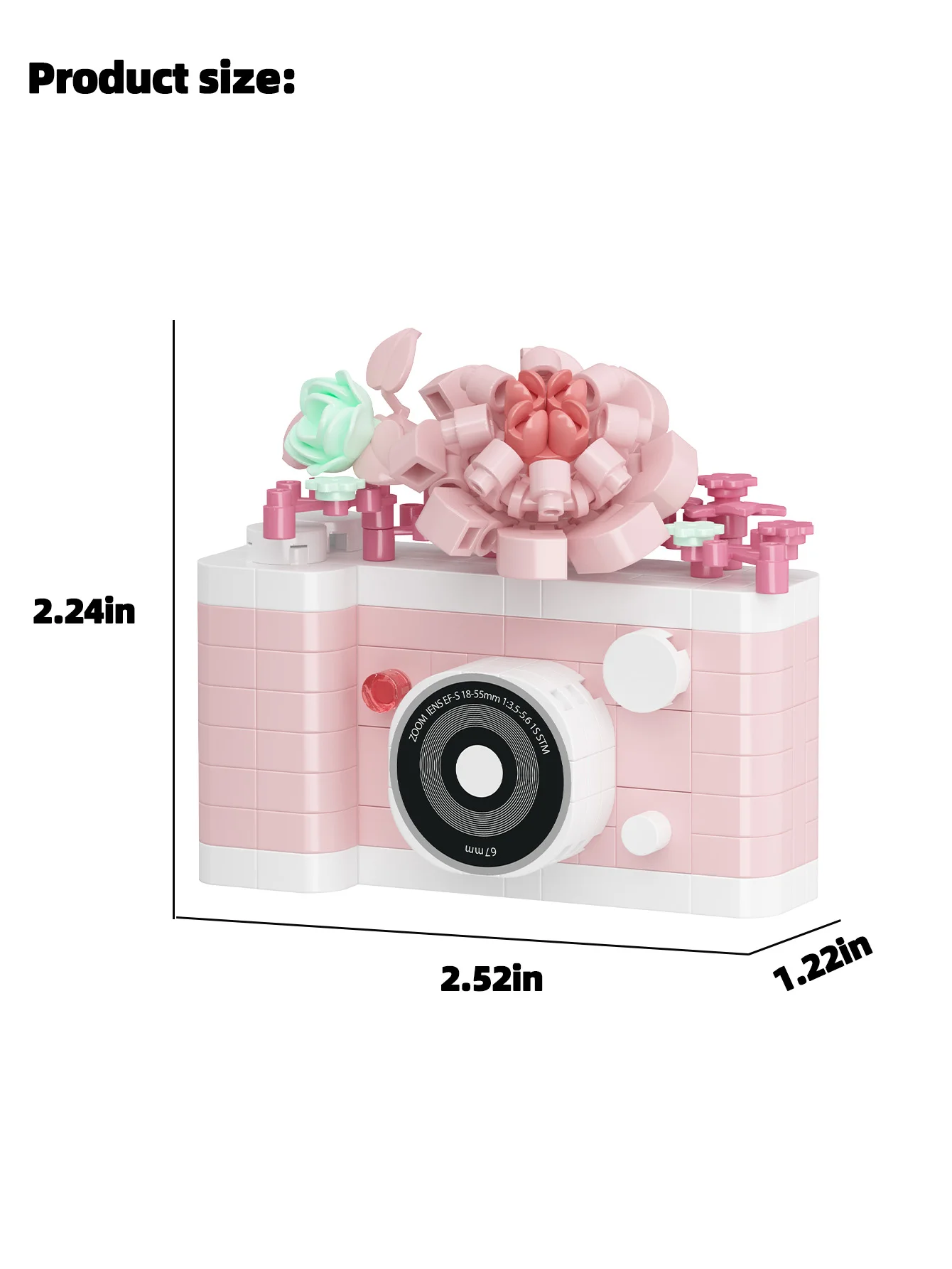 كاميرا عتيقة وزهور لبنات البناء ألعاب ذاتية الصنع مجموعة الطوب الجسيمات الصغيرة ألعاب ألغاز لهدايا الأصدقاء هدايا عيد الميلاد