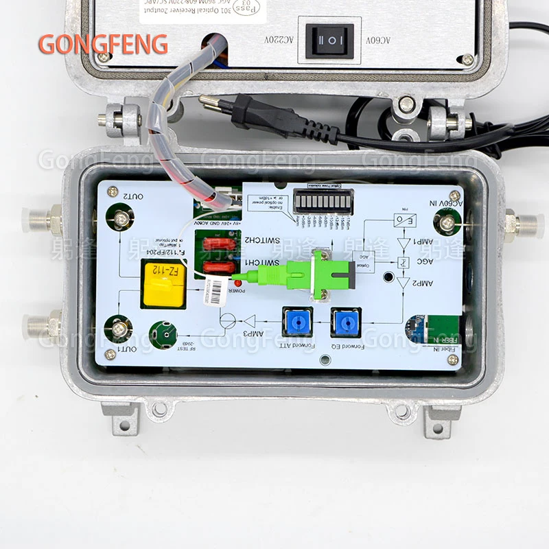 New 60V/220V Optical Receiver Two Output CATV Digital Analog Signal Ultra Low Receiving With AGC Optical Transmission Equipment