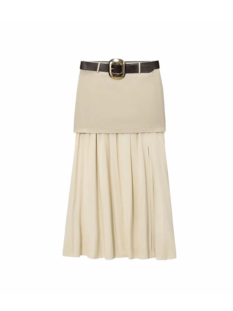 

2025 Waistband Splice Long Casual Skirt Women Skirt Woman New Fashion Commuting Elegant Skirts For Women Party Skirts