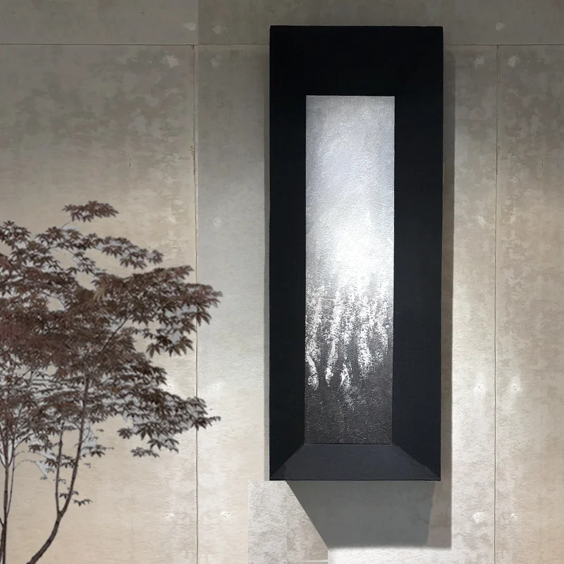 

Wabi Sandy Wind Hand Painted Abstract Texture Oil Painting Homestay Hotel Model Room Sofa Entrance Solid Linen Frame Mural