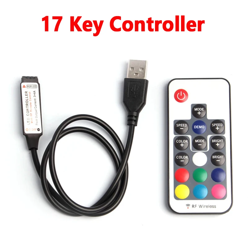 USB 5V DC LED Strip Light RGB Single Color LED Controller IR Bluetooth Remoter RF Wireless Remoter Control For LED Strip light