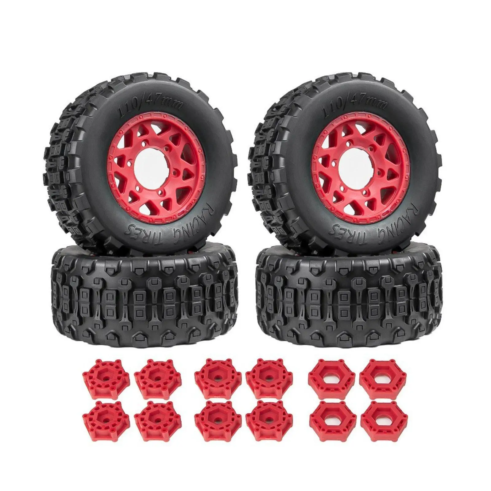 RC Car Off Road Tires 2PCS 1/10 Short Course Set with Block Tread Pattern for Stable Grip on Loose Track Surface