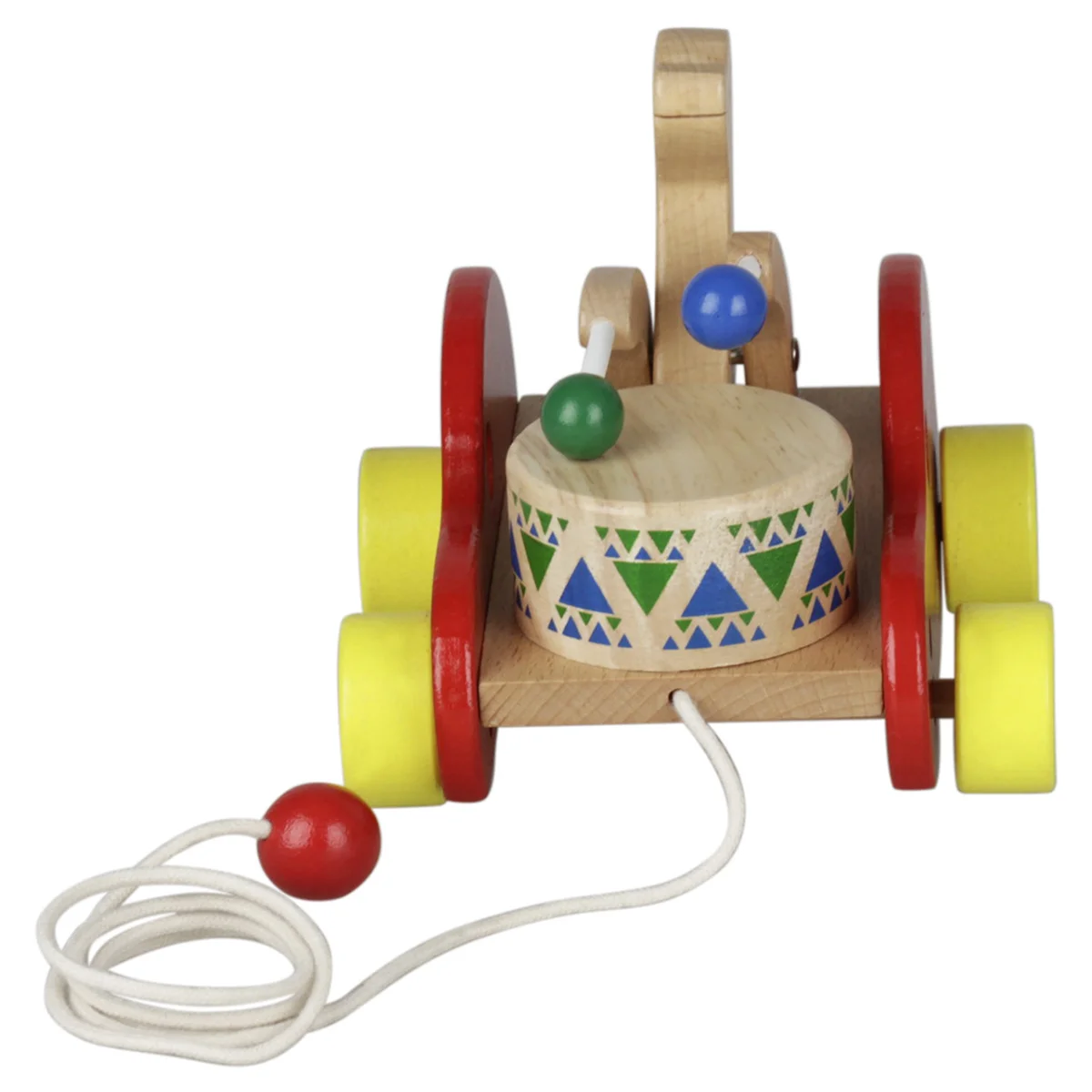 Voiture ours battant en bois, tambour éducatif pour enfants en bas âge, Coordination œil-main, ficelle de traction, cadeau d'apprentissage, voiture ours