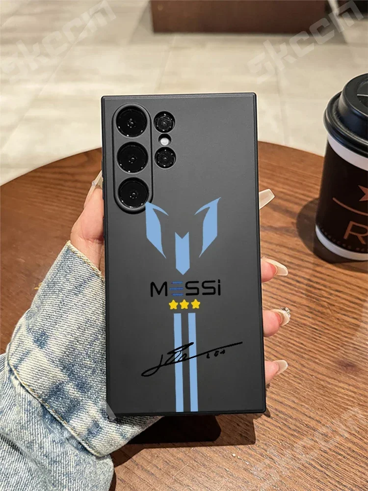 ميسي كرة القدم قضية الهاتف لسامسونج غالاكسي S23 الترا S24 زائد S22 S20 FE A15 A35 A50 A51 A54 A55 A71 A72 A73 غطاء