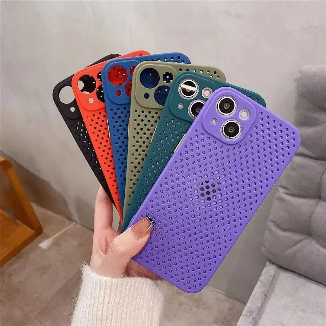 

Cooling Phone Case For iphone 16 15 14 13 12 11 8 7 X XS XR Pro Max Plus New INS Plain Heat Dissipation Hollow Protective Cover