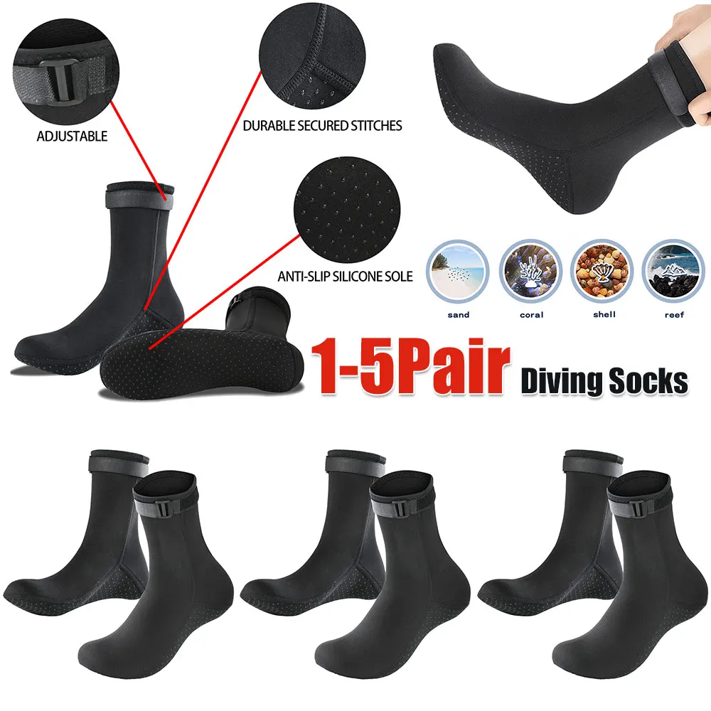 

Пляжные ботинки для серфинга 3 мм, зимние теплые носки унисекс для подводной охоты, противоскользящие неопреновые носимые легкие для водных видов спорта