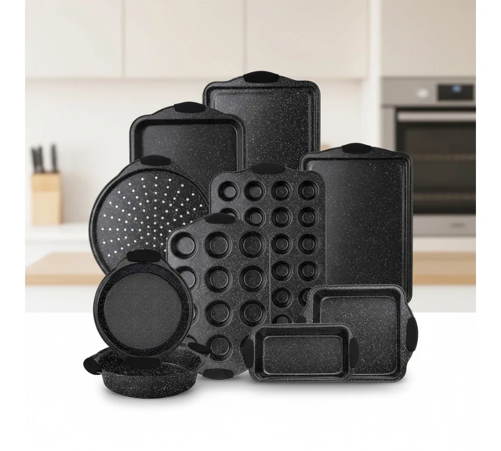 

Nonstick Stackable Bakeware Set - 10 Pcs Durable Easy Release Baking Pans for Small Kitchens