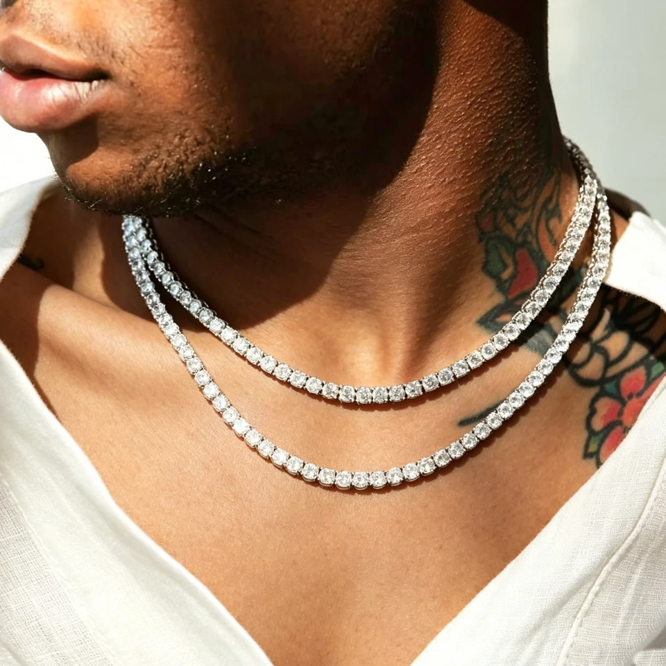 ZAKOL 8/18/20/24inch Classical 4MM Tennis Chain Iced Out Necklace for Women Men Fashion Hip-Hop Jewelry Choker Gift