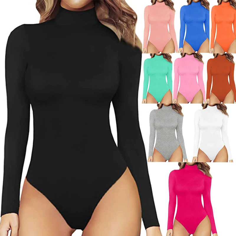 New Women's Solid Color Sexy T-String Bodysuit Slim Fit Round Neck Jumpsuit for woman girls yoga fitness running casual wear
