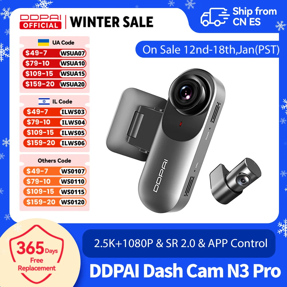 DDPAI Mola N3 Pro Dash Camera Videocamera per veicoli di guida Wifi Smart Connect Registratore per auto 1600P HD