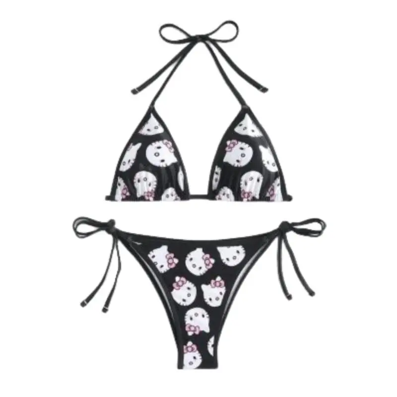Traje de Baño de Dos Piezas de Hello Kitty de Sanrio, Creativo, Lindo, de Dibujos Animados, para Aguas Termales, en Oferta, para Niñas, Fiestas en la Piscina, Regalos de Vacaciones, Falda de Playa