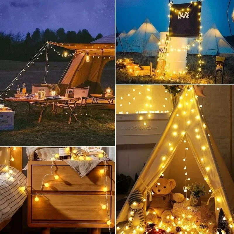 String Lights Globe String Lights USB/Battery Power LED Outdoor Waterproof Lamp Garden Wedding Ball Fairy Lights Christmas Decor