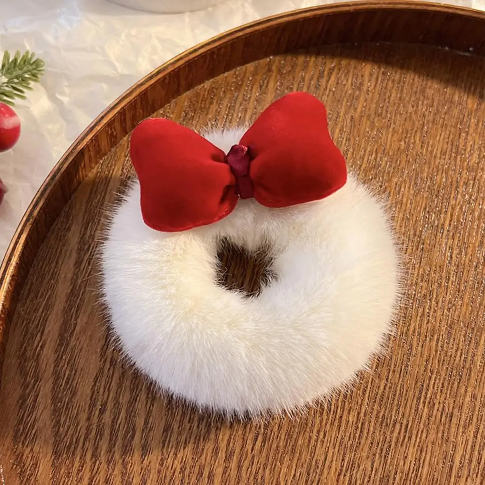 Plush Hair Tie New Year Hair Tie Plush Hair Accessories for Women Girls Cute Rabbit Ear Deer Horn Carrot Bowknot Hair for Autumn