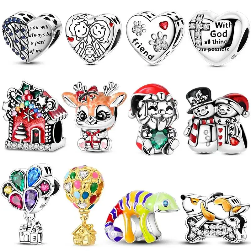 Hapilife Sun With CZ 925 Sterling Silver Travel Hot Balloon Butterfly Love Family Sister Heart Charm Original Fits Women Jewelry
