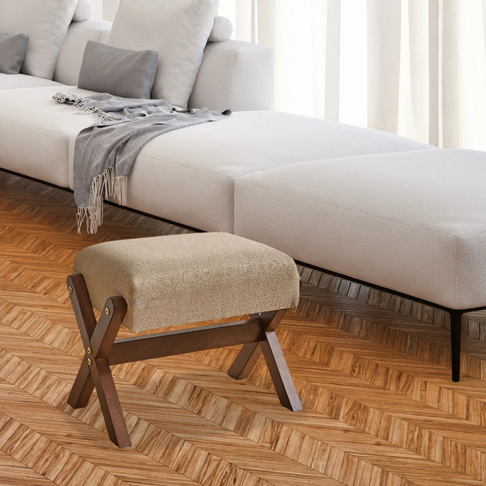 Wood Footstool Step Stool Furniture Foot Rest Apartment Cute Leisure Stool Sitting Stool Home for Bedside Dressing Room Entryway
